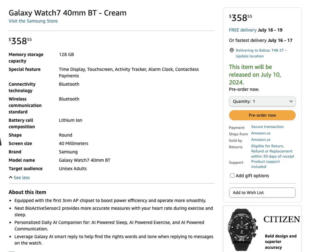 三星 Galaxy Watch7 智能手表偷跑：售价涨幅 23.4%，配 Galaxy AI 功能 三星 Galaxy Watch7 智能手表偷跑：售价涨幅 23.4%，配 Galaxy AI 功能 时时快讯