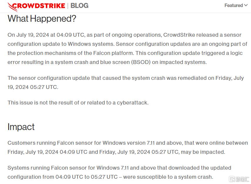 引发全球IT大崩溃，Crowdstrike究竟是啥？ 引发环球
IT大瓦解
，Crowdstrike毕竟
是啥？ 时时快讯
